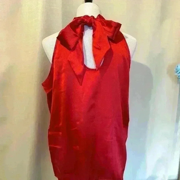 Red Bow Back Halter Top Large NWT - Picture 4 of 7